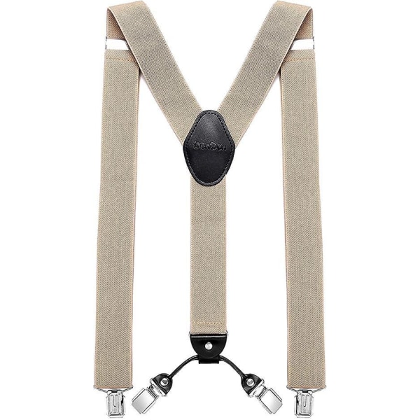 Läder och elastiska Y-Back hängslen för män med 4 klämmor