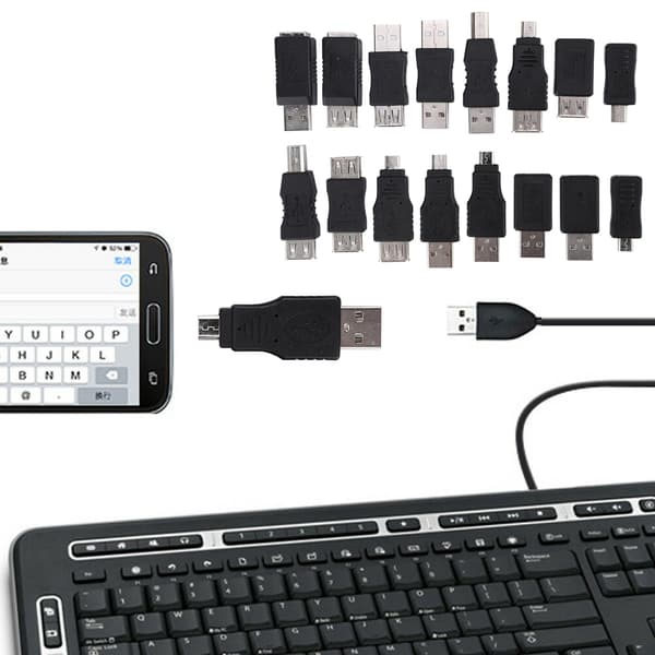 16 st Multifunktionell USB2.0 Adapter Konverter USB Hane till Hona Micro USB