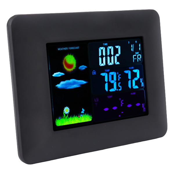 Trådlös väckarklocka med färgskärm, multifunktionell väderklocka, temperatur- och fuktighetstest, intelligent digitalklocka 100-240V TS-A97 EU-kontakt