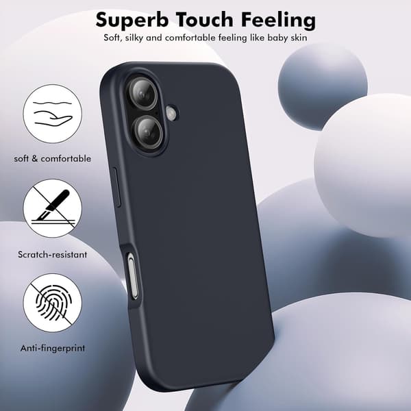 Silicone Case Compatible with iPhone 16 Case Soft Ultra-Thin Protective Shockproof Liquid Silicone Phone Case, 6.1\" Midnight Blue