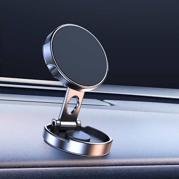 Foldbar Magnetisk Biltelefonholder 360° Rotasjon Stativ Dashbord Mobiltelefonbrakett Montert Svart