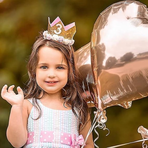 Paljett bursdagsnummer Crown festhatt for barn i gull - perfekt for bursdager, fester og høytider