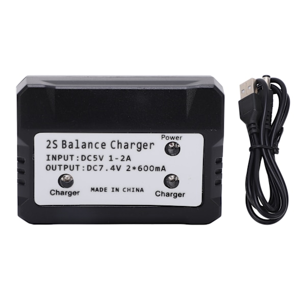 2S Balanceoplader 7.4V LiPo Batterioplader til Wltoys RC Bil Båd Fly Legetøj Sort