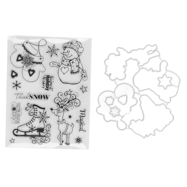 Klart Stämpelkit Julmönster Korttillverkning Transparent Stämpel Prägling Skärmall Set för DIY Scrapbook