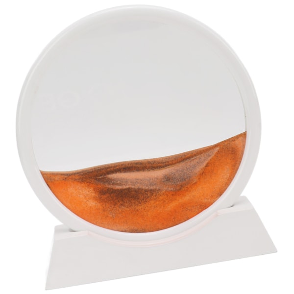 Rörlig Sandkonst Rund Vit Ram 3D Högtransparent Glas Blekningsfri Livfull Färg Tålig Sandkonst Flytande Rörelse