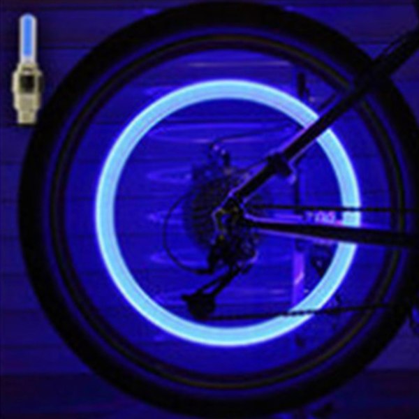 2 STK Motorcykel Hjul Lys Dæk Ventil Stængel Cap Lampe Natkørsel Dekoration Universal til Bil Cykel Cykel Blå