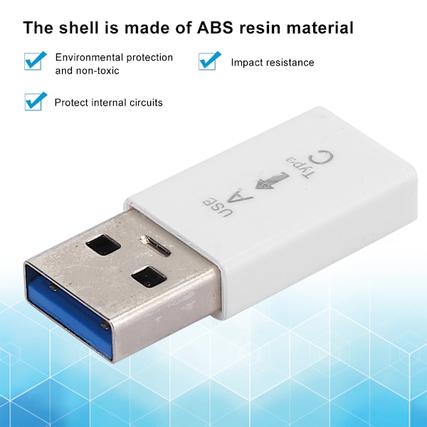 3 st USB3.0 Hane till Typ C Hona Adapter Kontakt Universal Elektronisk Omvandlare (Vit)