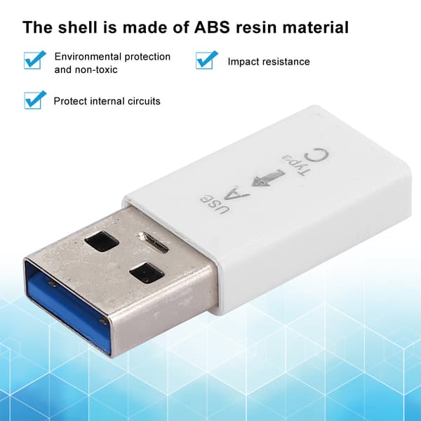 3 stk. USB3.0 Hann til Type C Hunn Adapter Kobling Universell Elektronisk Konverter (Hvit)