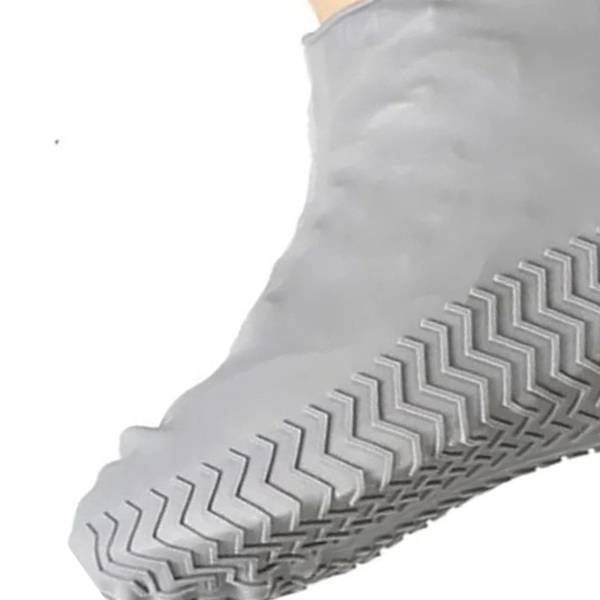 1 Par Vanntette Silikon Sko-Trekk Gjenbrukbare Utendørs Regntætte Regnsko-Trekk for Menn Kvinner Grå L 29cm for Størrelse 40‑44