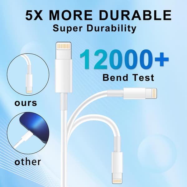 iPhone Ladekabel Lang 2 Meter Lightning Kabel Hurtigladekabel Høyhastighets Data Sync USB-kabel