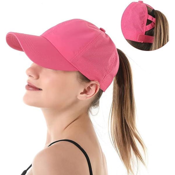 Baseballcaps for kvinner Menn Unisex sommerhette Sportscaps Hestehale Anti UV-hette, rosa (hodeomkrets: 57-58 cm)