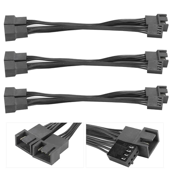3 stk. forlængerkabel 1 til 3 computerkabinet CPU-blæser tandemtilgang 4-benet adapterledning