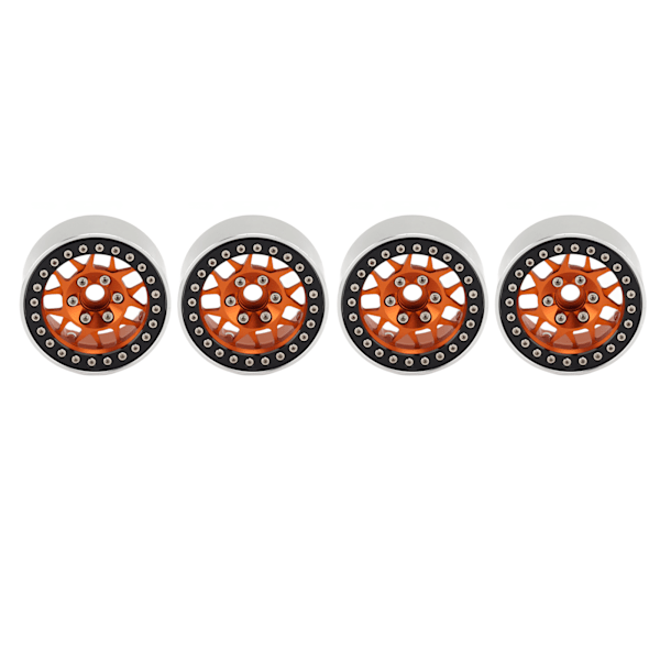 4 st 1.9 tum RC Hjulfälgar Aluminium CNC-bearbetade 1/10 RC Beadlock Hjulnav för Axial SCX10 90046 AXI 03007 REDCAT MST Orange