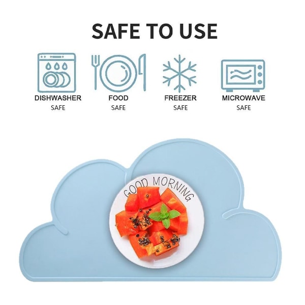 Silikoninen pilvipöytämatto lapsille Liukumaton matto Kannettava ruokamatto liukumaton eristysmatto (sininen)