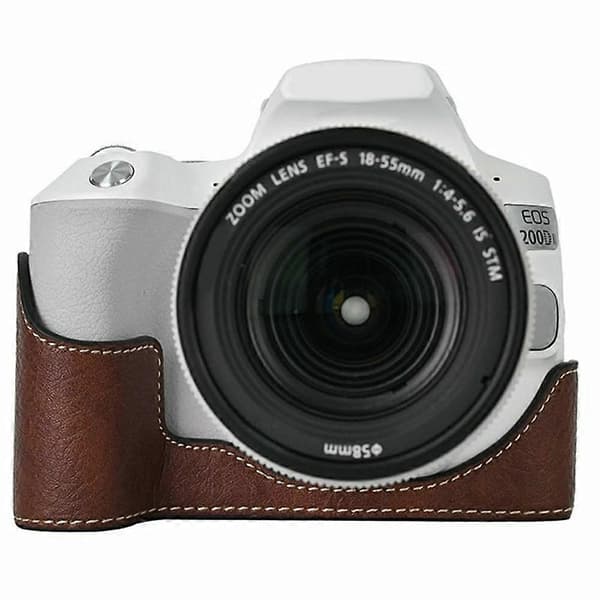 For Canon EOS 200D II EOS 200D Camera Case with Battery Opening Litchi Texture PU Leather Protective