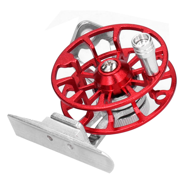 Kannettava pilkkiminen pyörä alumiiniseoksesta oikeakätinen perhokalastuskela työtä säästävä (punainen)
