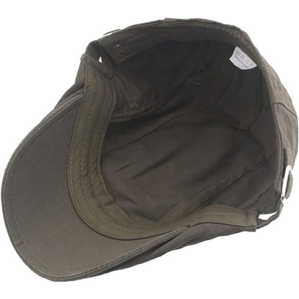 Flat caps for menn, vintage beret bomullscaps for kvinner, Irish Peaky Newsboy-hatter, justerbar flat cap, armygrønn