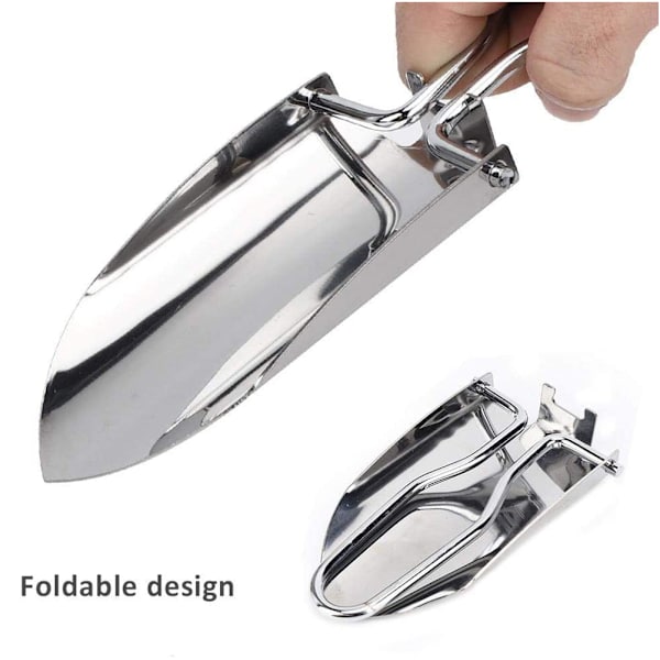 Mini Hand Shovel Rostfritt Stål Fällbar Spade Trädgårdsredskap Blomjord Växter Grävande Verktyg Utomhus Camping Verktyg