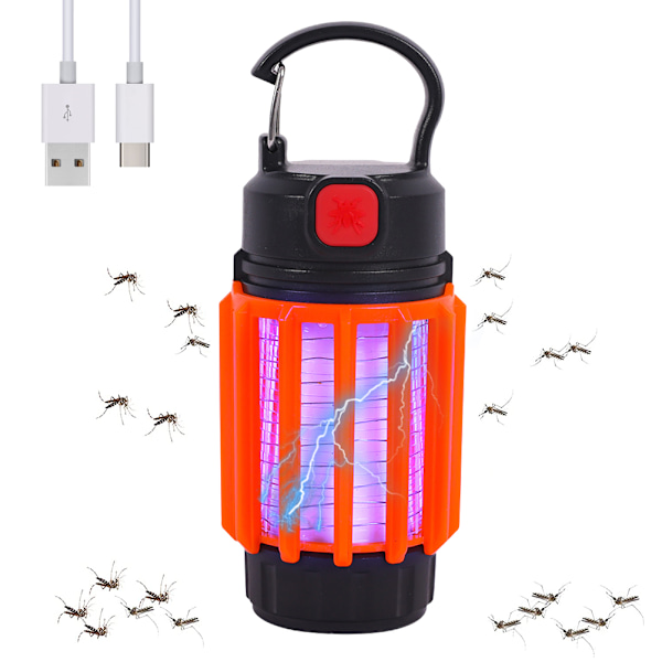 2 i 1 Bug Zapper USB Uppladdningsbar Vattentät Myggdödare LED-lykta för Inomhus Utomhus Hem Trädgård Uteplats Camping