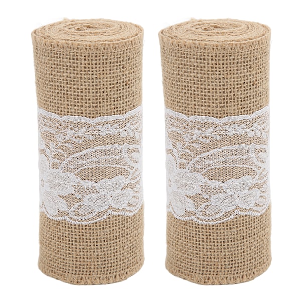 2 stk. Hessian Sækkelærredsblondebånd 2,4 m Længde Blødt Holdbart Tilfældig Klipning Simpel Elegant DIY Borddekoration