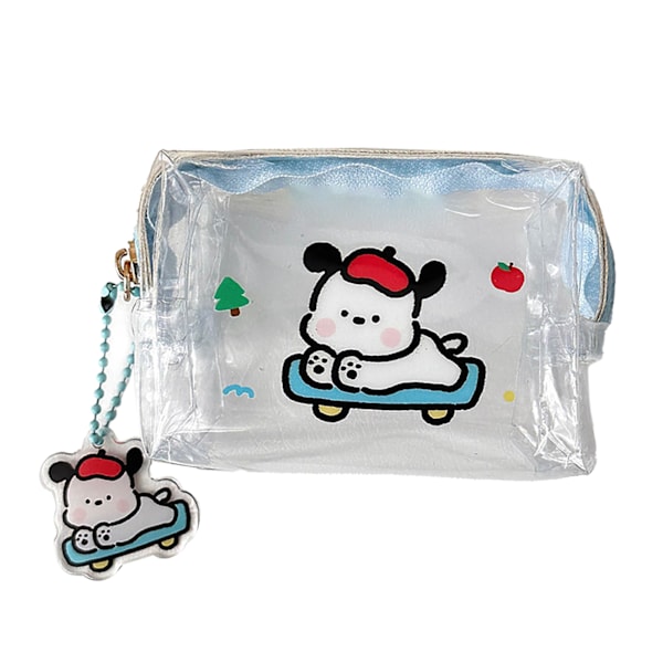 Cartoon Coin Storage Bag PVC Waterproof Lightweight Easy To Clean Transparent Coin Pouch for Girls Women Blue