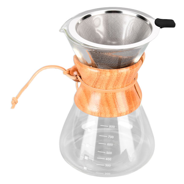 Varmebestandig kaffekanne drypper med trakt Stor kapasitet Hell over kaffetrakter for hjem 800 ml