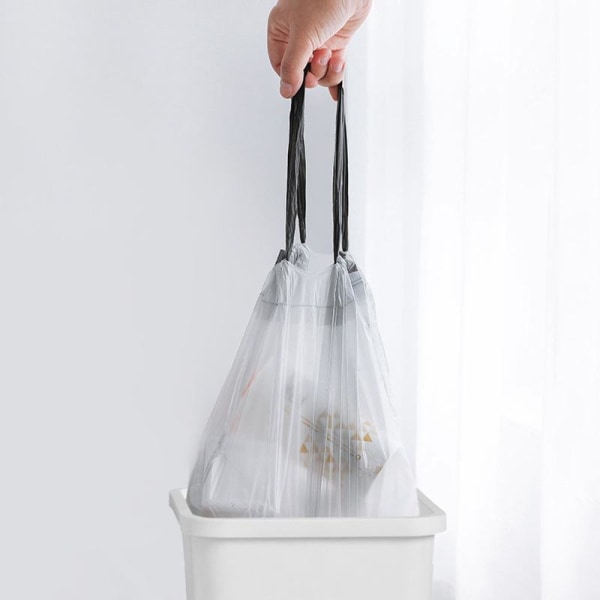 10 ruller bærbar hvid affaldspose med fortykket snøre