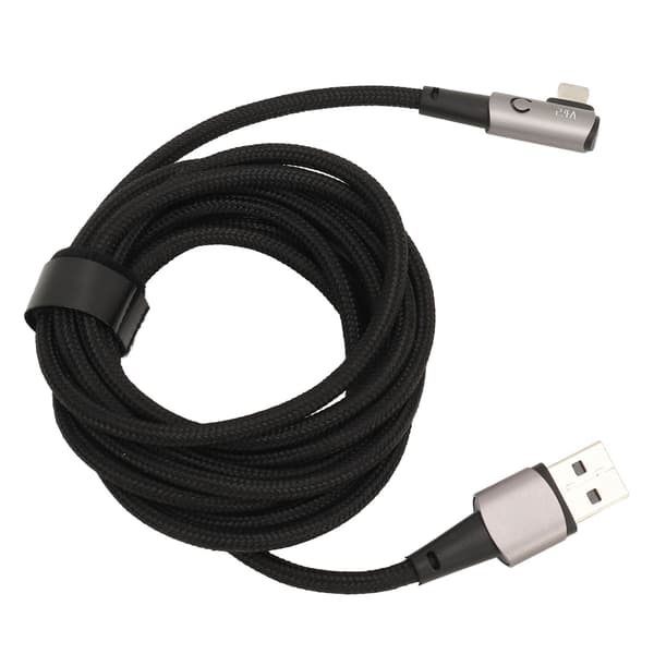 Laderkabel for iPhone 90 grader 2 meter Rask lading 2.4A Høyre vinkel USB-laderkabel Grå