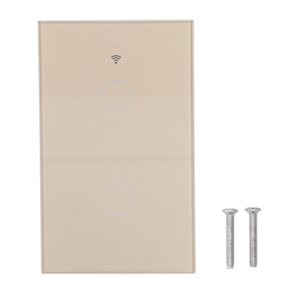 För Zigbee Tuya Fjärrkontroll Ljusströmbrytare Röststyrning 2‑Gang US Vägg Touch Switch AC 100‑240VGuld
