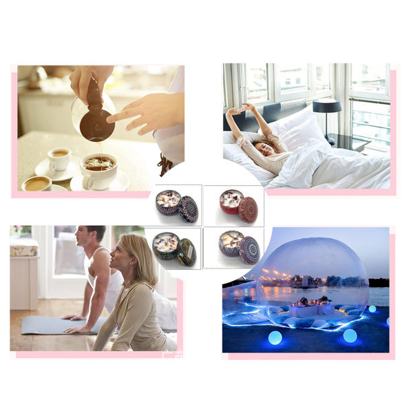 Bærbart Aromaterapi stearinlyssett - Rose Lavendel Sitron Kakao dufter for meditasjon og massasje