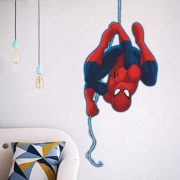 Väggdekaler Spider Man 3D-effektklistermärken Sovrumsdekoration och dekorationsklistermärken Jätte återanvändbara väggdekaler Spider Man för barn