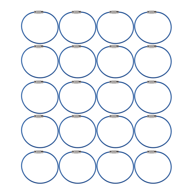 20 st trådnyckelringar konvexa linjer Halkfria ömtåliga spiralhuvud smidigt lätt rotera hög seghet Färgade nyckelringar blå