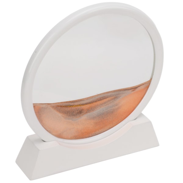 Rörlig Sandkonst Rund Vit Ram 3D Högtransparent Glas Blekningsfri Livfull Färg Tålig Sandkonst Flytande Rörelse