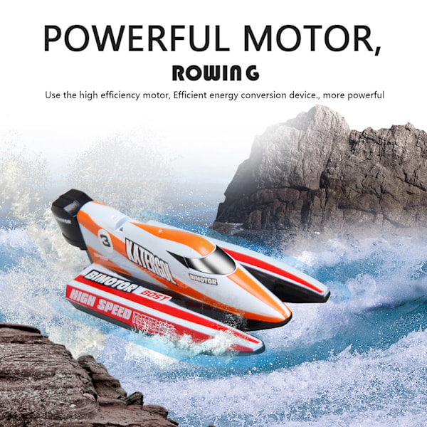 RC 2,4 GHz fjernkontroll 4-kanals minibåtracing motorbåtmodell Fartøy (oransje)