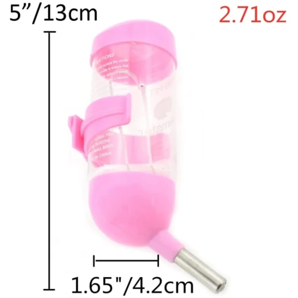 3 i 1 hamster hengende vannflaske kjæledyr automatisk dispenser med bunn Hamster pinnsvin (80 ml, rosa) Rosa