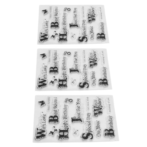 3 stk. Klar Stempel Unik Design Resirkulerbar Enkel Betjening Transparent Stempel for DIY Kort Scrapbook Håndverk