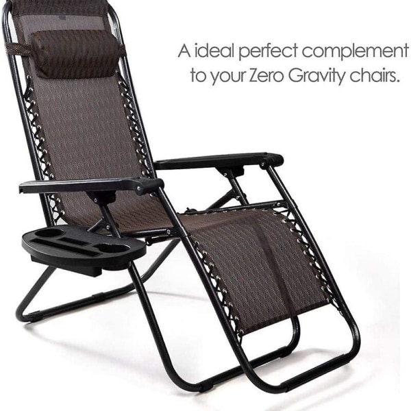 Zero Gravity stolbrett - 2 stk, praktisk koppholder og bærebrett for hvilestol