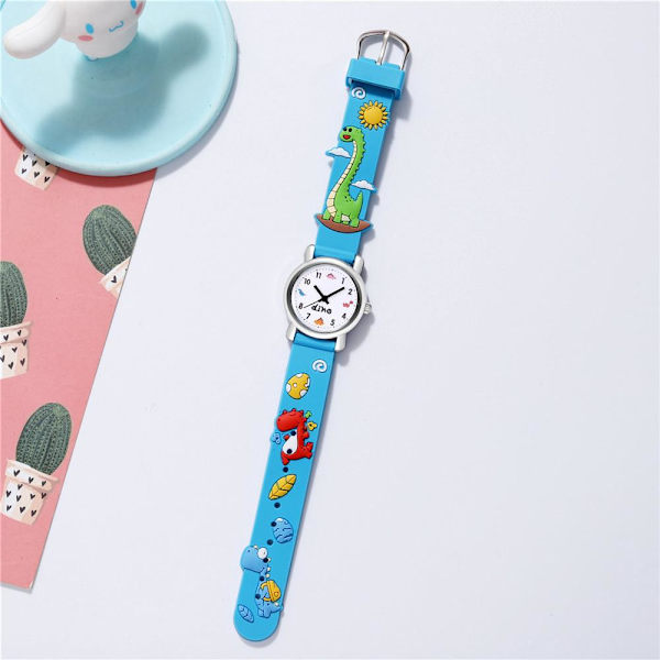 Watch(Blå, Dinosaurie), Vattentät armbandsur för barn Quartz Movement, 3D tecknad design, Digital watch för 3 år till 13 år flicka Pojke