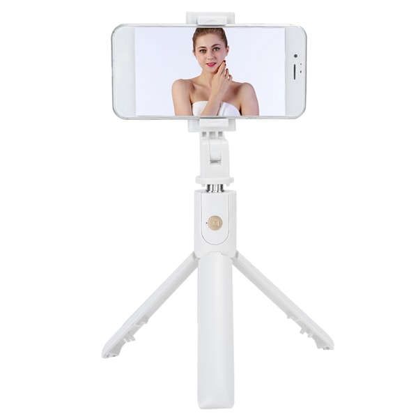 K07 Mobiltelefon Bærbar Fjernbetjening Bluetooth Lukker Selfie Stick med Udtrækkeligt Tripod, Hvid