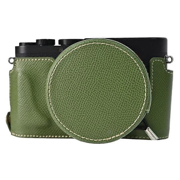 For Leica D-Lux 8 Camera Base with Lens Cap Shoulder Strap PU Leather Protective Case - Green