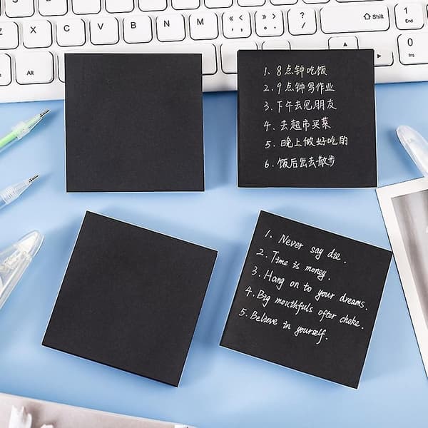 Sorte sticky notes, 10 stk. enkle sticky notes markeringsflag selvklæbende memoblok-K