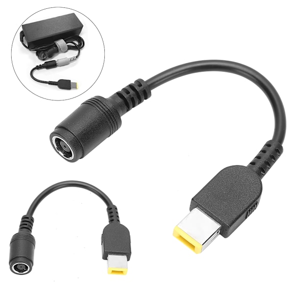 2 stk. Strømomformerkabeladapter 5,5x2,1 mm Rund til 7,9x5,5 mm Firkantet for Lenovo ThinkPad X1/X240/G405