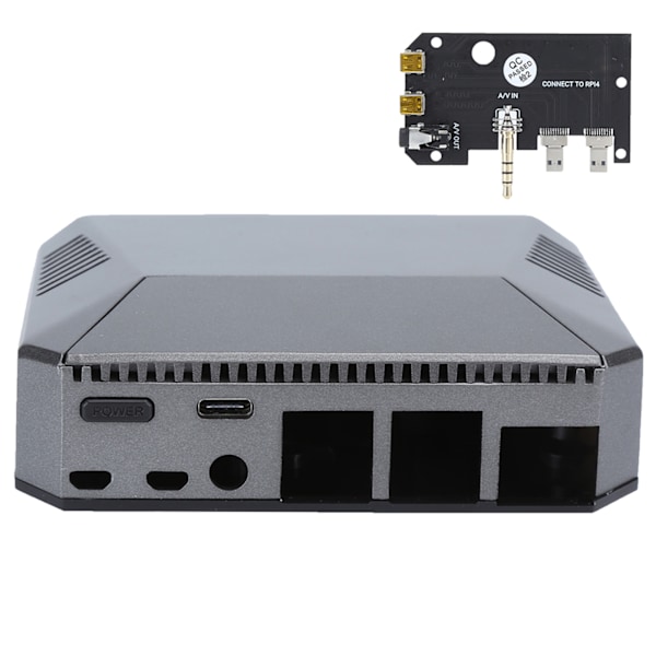 Fodral för Raspberry Pi 4B Mini Dator Aluminiumlegering Skal Inbyggd Fläkt Datortillbehör