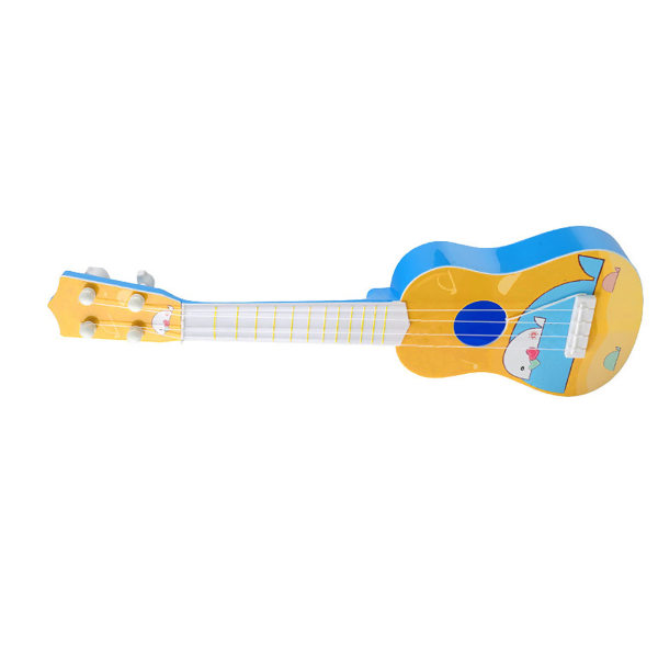 4 Strings Kid Miniature Ukulele Musik Legetøj Farverigt Mønstret Pædagogisk Børn Lille Ukulele Gul