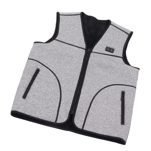 Elektrisk oppvarmet vest med 3 varmenivåer, intelligent temperaturkontroll, grå USB-oppvarmet vest for kvinner og menn, ski, fotturer, 4XL