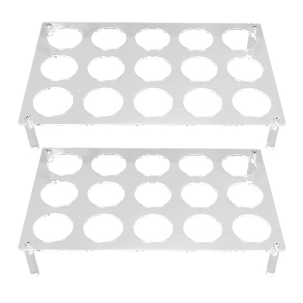2 Set 15 Slots Platt Kaffeepadhalter Flach Acryl Kaffeepadhalter Kaffeekapsel Aufbewahrungstablett YX037
