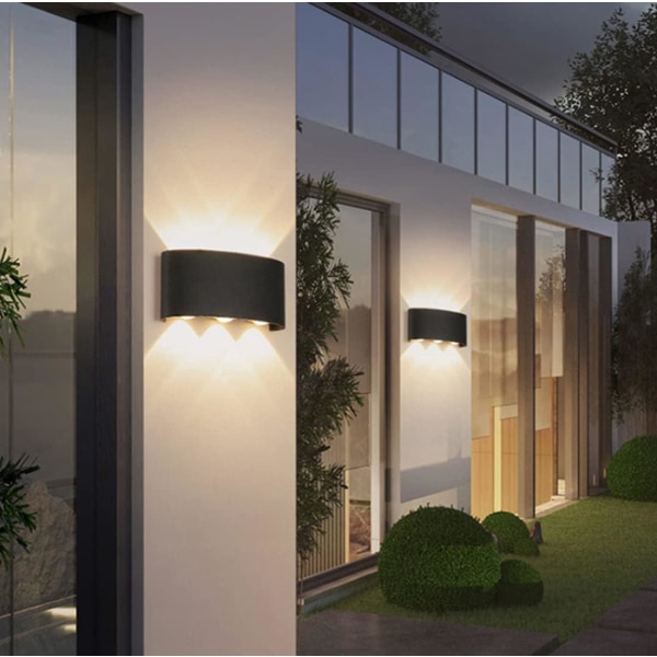 6W LED innendørs vegglampe moderne vegglampe, IP65 vanntett aluminium utendørs vegglampe, opp ned spotlampe (varm hvit)