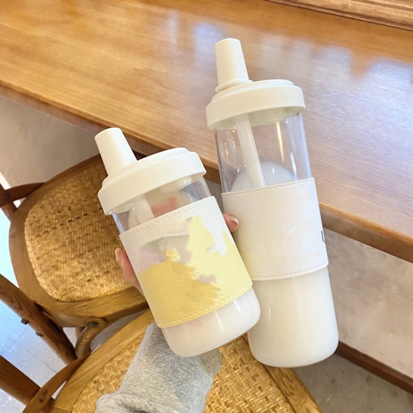 Vesipullo oljella, söpö matkamuki irrotettavalla kannella, muovinen uudelleenkäytettävä vesikuppi, turvallinen terveellinen kuppi, lämmönkestävä juustoholkki 500 ml