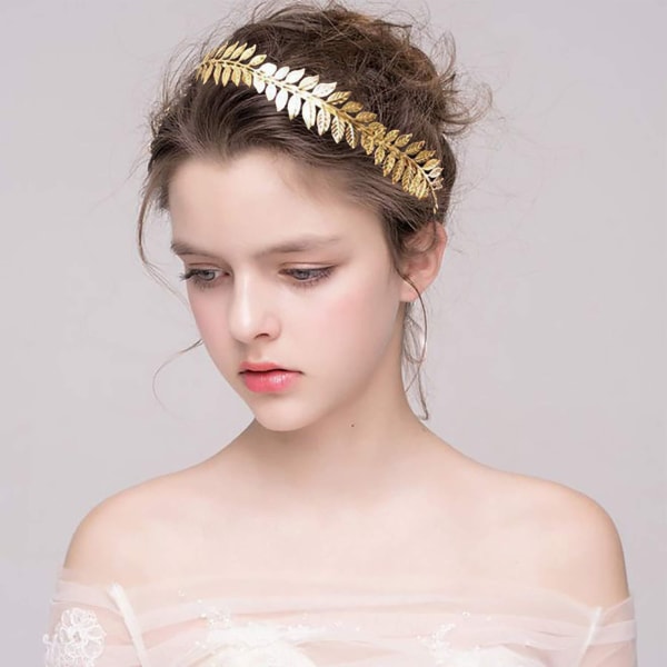 Gold Leaf Crown Pannband - Elegant hårtillbehör för bröllop, baler och festivaler