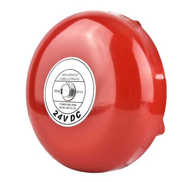 Röd 24V metall rund larmklocka för säkerhets- och brandlarm